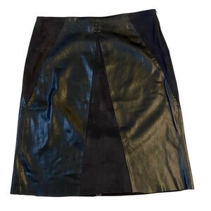 PREMISE STUDIO Faux Leather Skirt Pencil Patchwork Panels Black Size 6